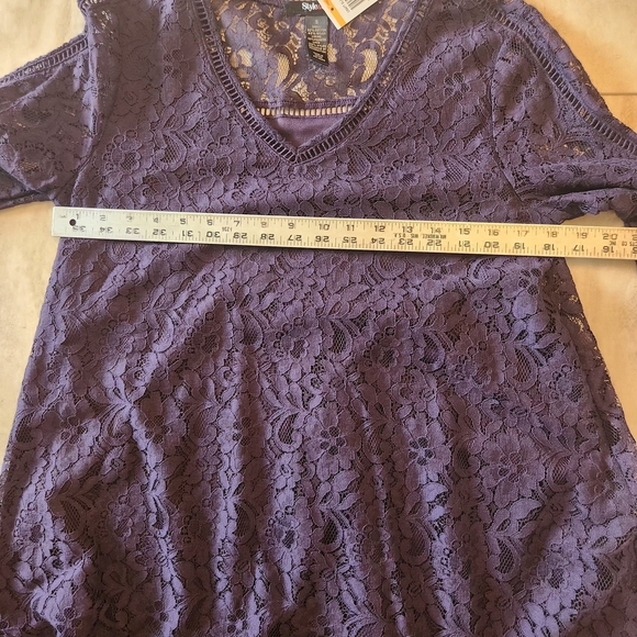 Style & Co Elegant Purple Lace Top SZ: S Cotton Nylon Blend NWT! - Picture 13 of 16